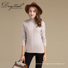 Wholesale Crew Neck Long Sleeve Plain Color Cashmere Woman Sweater